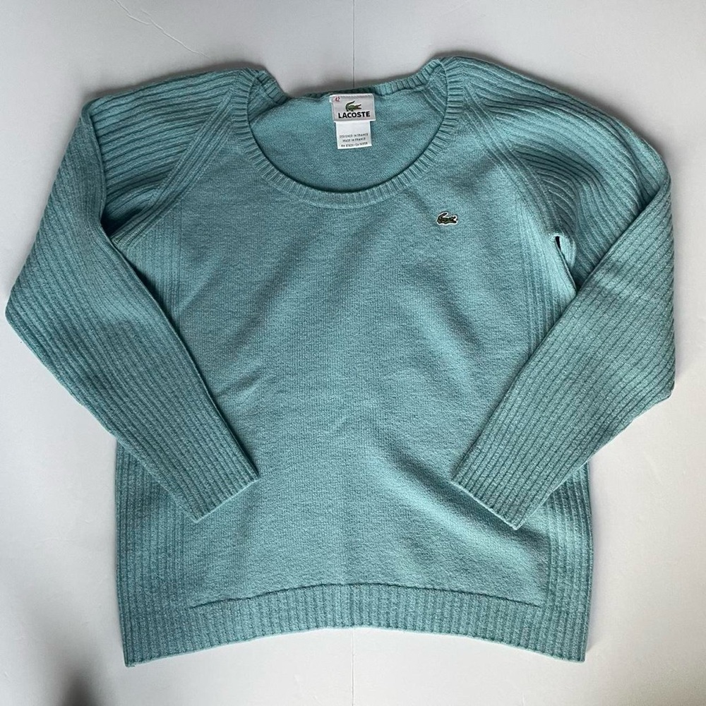 Lacoste merino wool aqua blue sweater